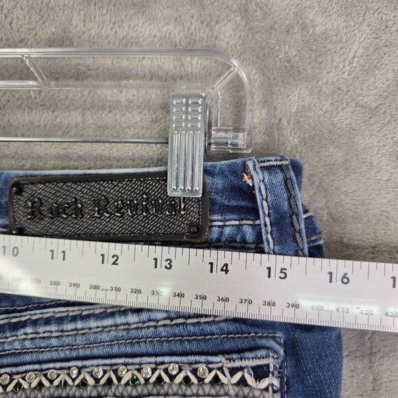 Womens Rock Revival Victoria Easy Bootcut Blue Denim Jeans Mid Rise Size 27 - Picture 10 of 13